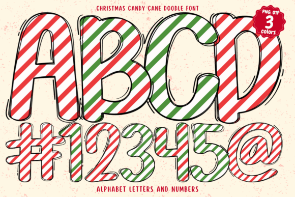 Christmas Candy Cane Doodle Font for Festive Handmade Creations