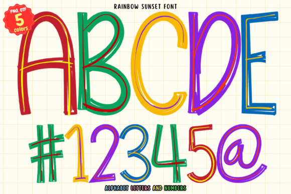 Rainbow Sunset Font for Creative Crafters